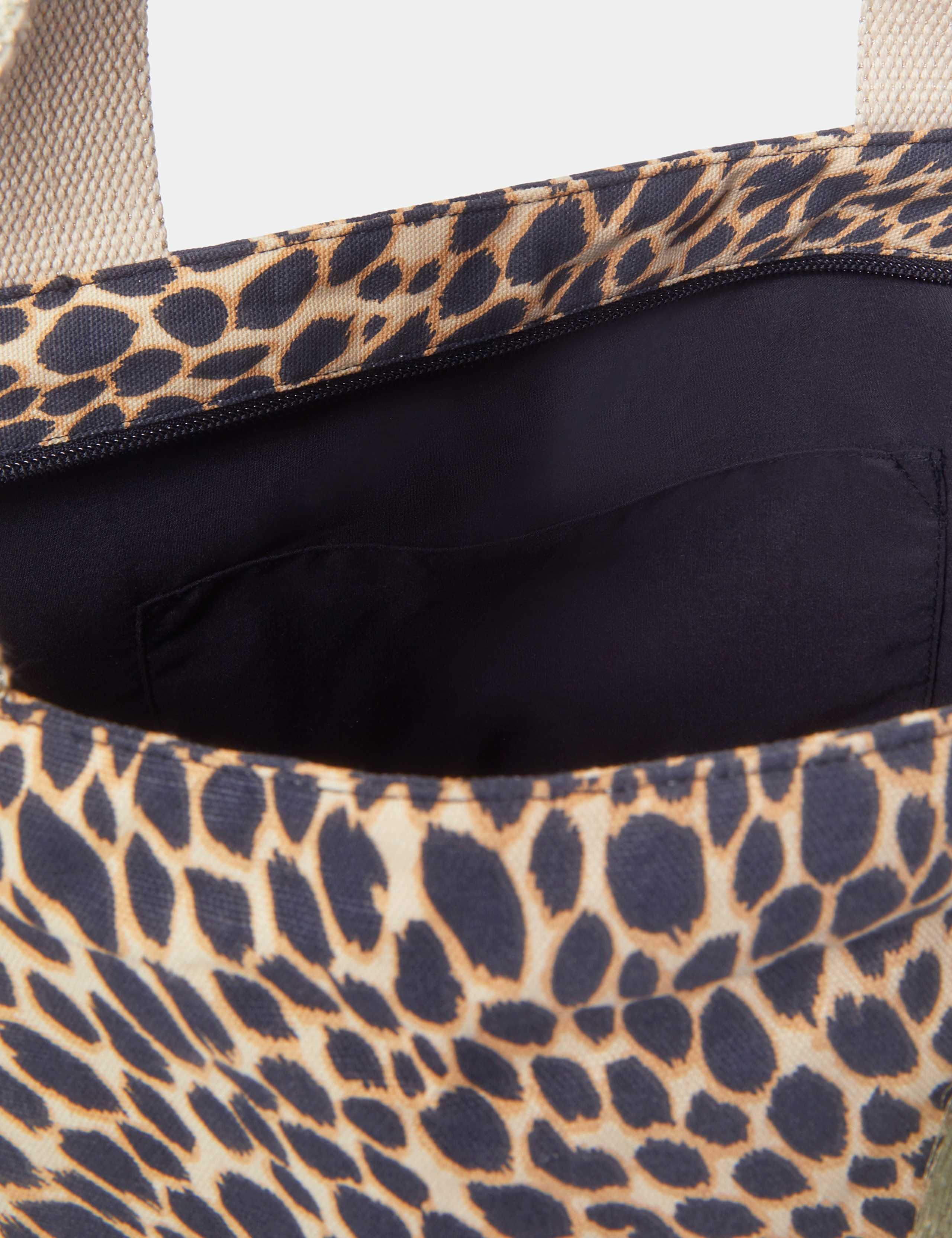 Accessorize leopard print beach bag with metallic handles (British brand)