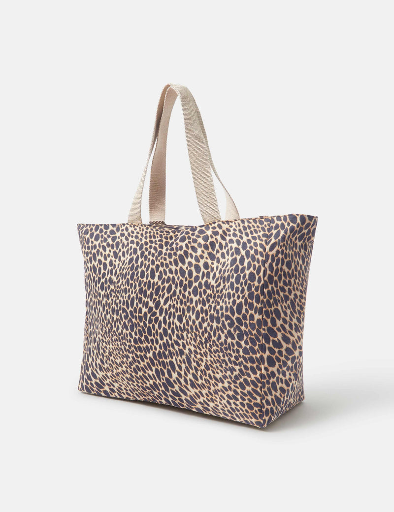 Accessorize leopard print beach bag with metallic handles (British brand)