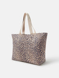 Accessorize leopard print beach bag with metallic handles (British brand)