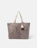 Accessorize leopard print beach bag with metallic handles (British brand)