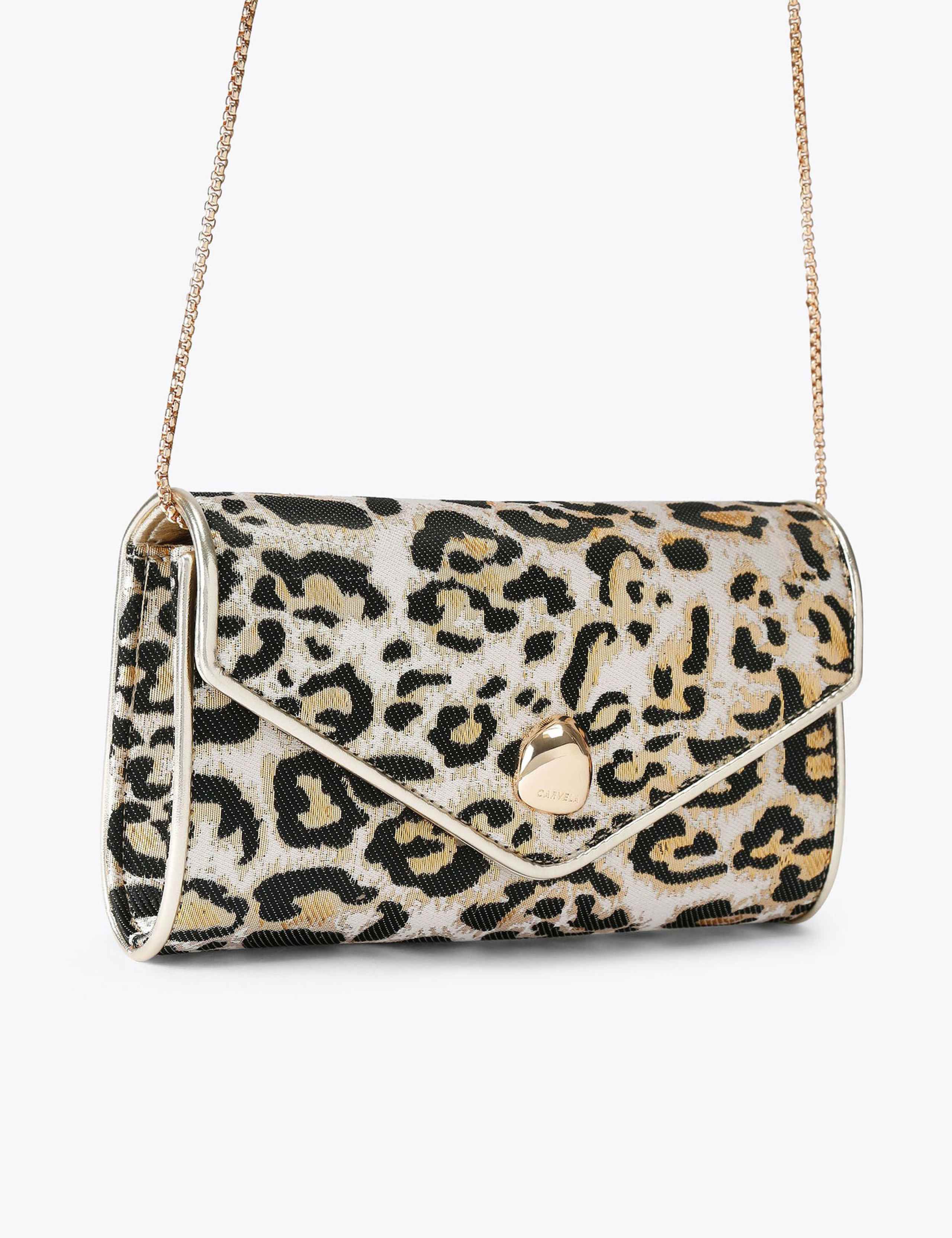 Carvela leopard print clutch bag, imported from the UK