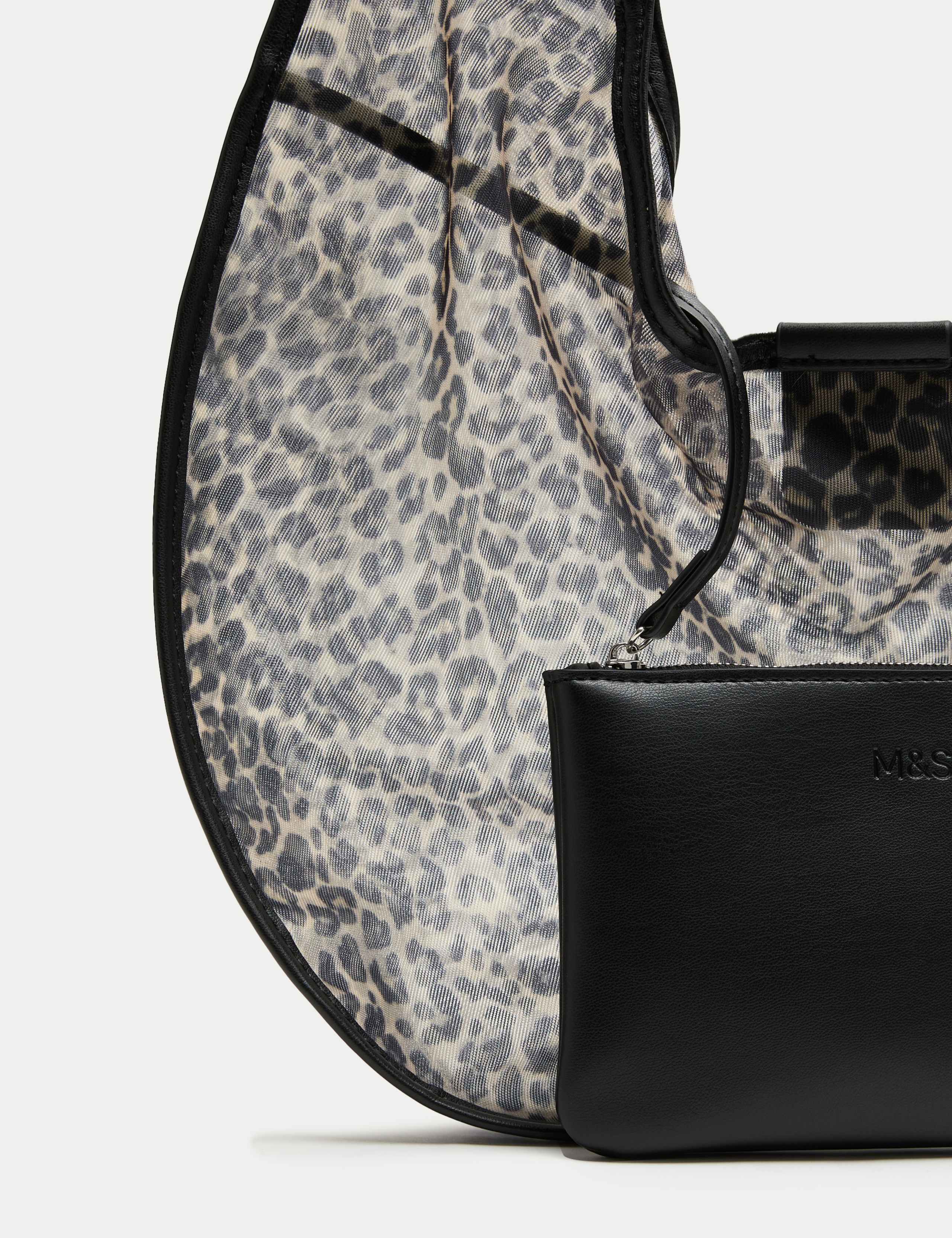 M&S leopard print mesh moon shoulder bag, UK version