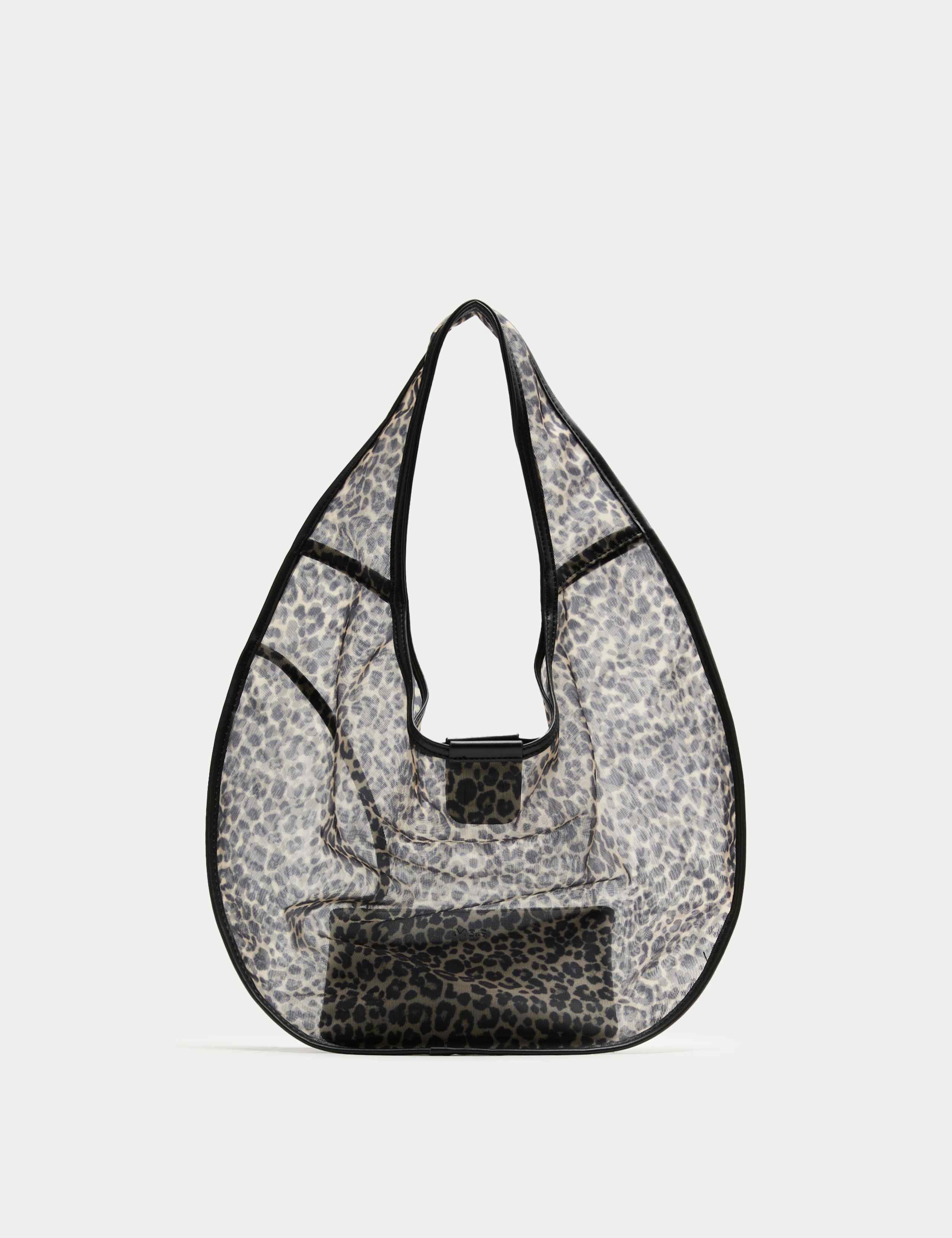 M&S leopard print mesh moon shoulder bag, UK version