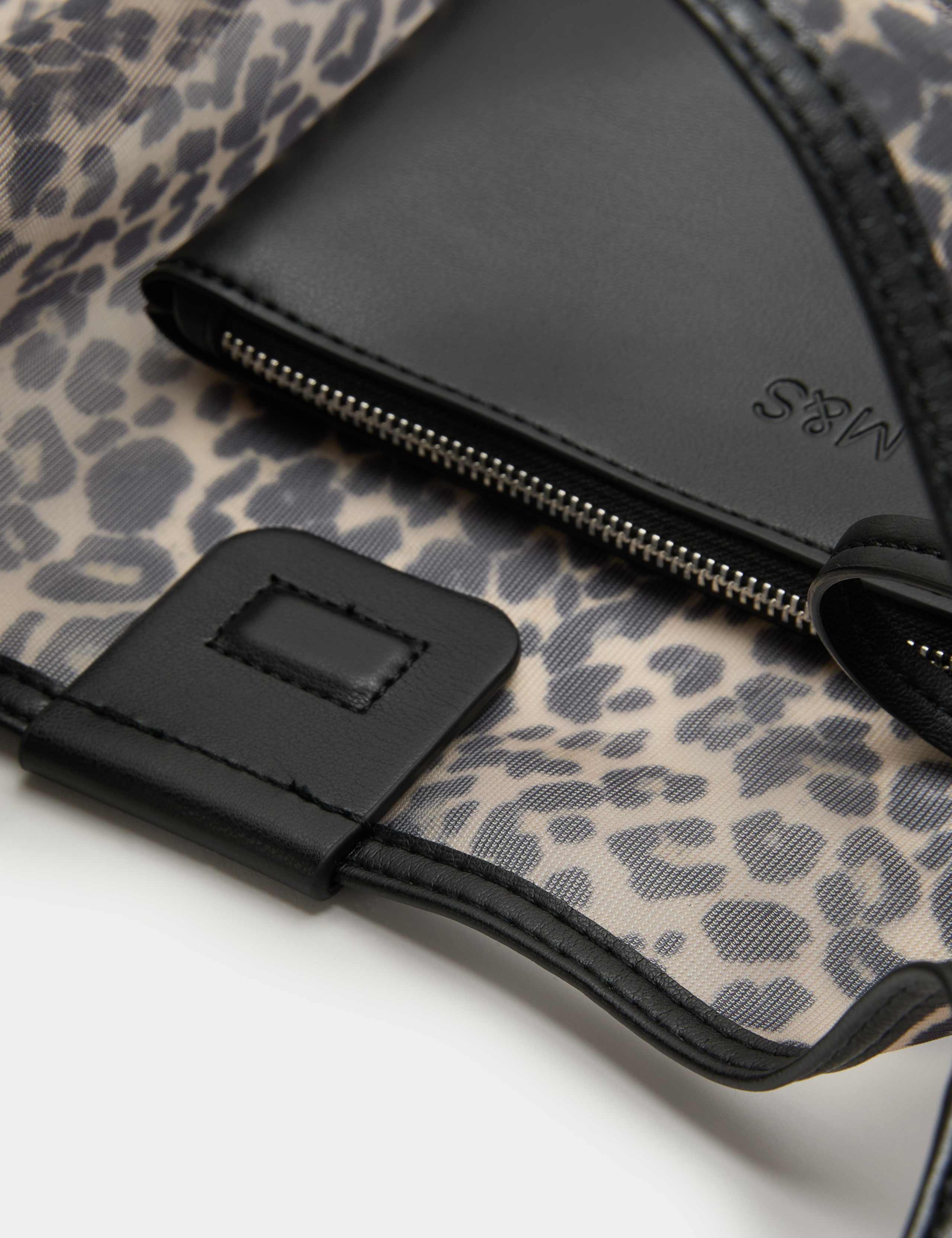 M&S leopard print mesh moon shoulder bag, UK version
