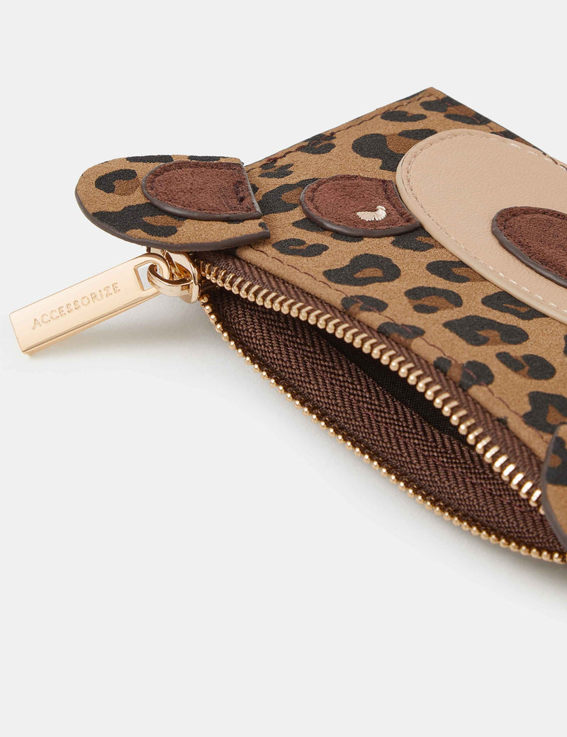 Accessorize leopard print teddy card holder - British product