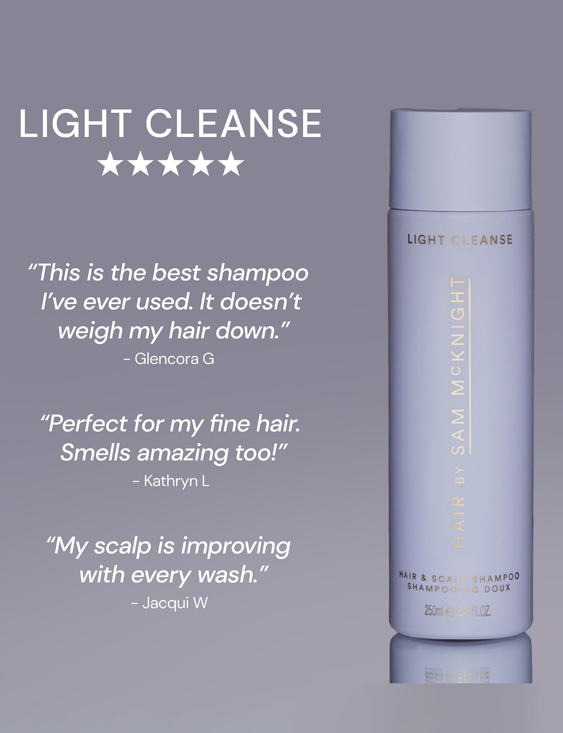 Sam McKnight Light Cleanse Hair & Scalp Shampoo 1000ml (British brand)