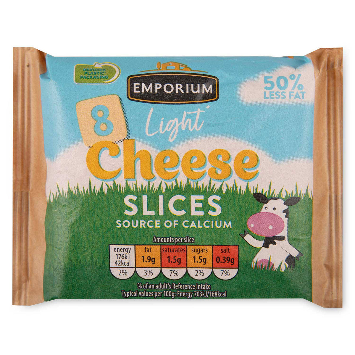 Individually wrapped light cheese slices 8 pack, UK version