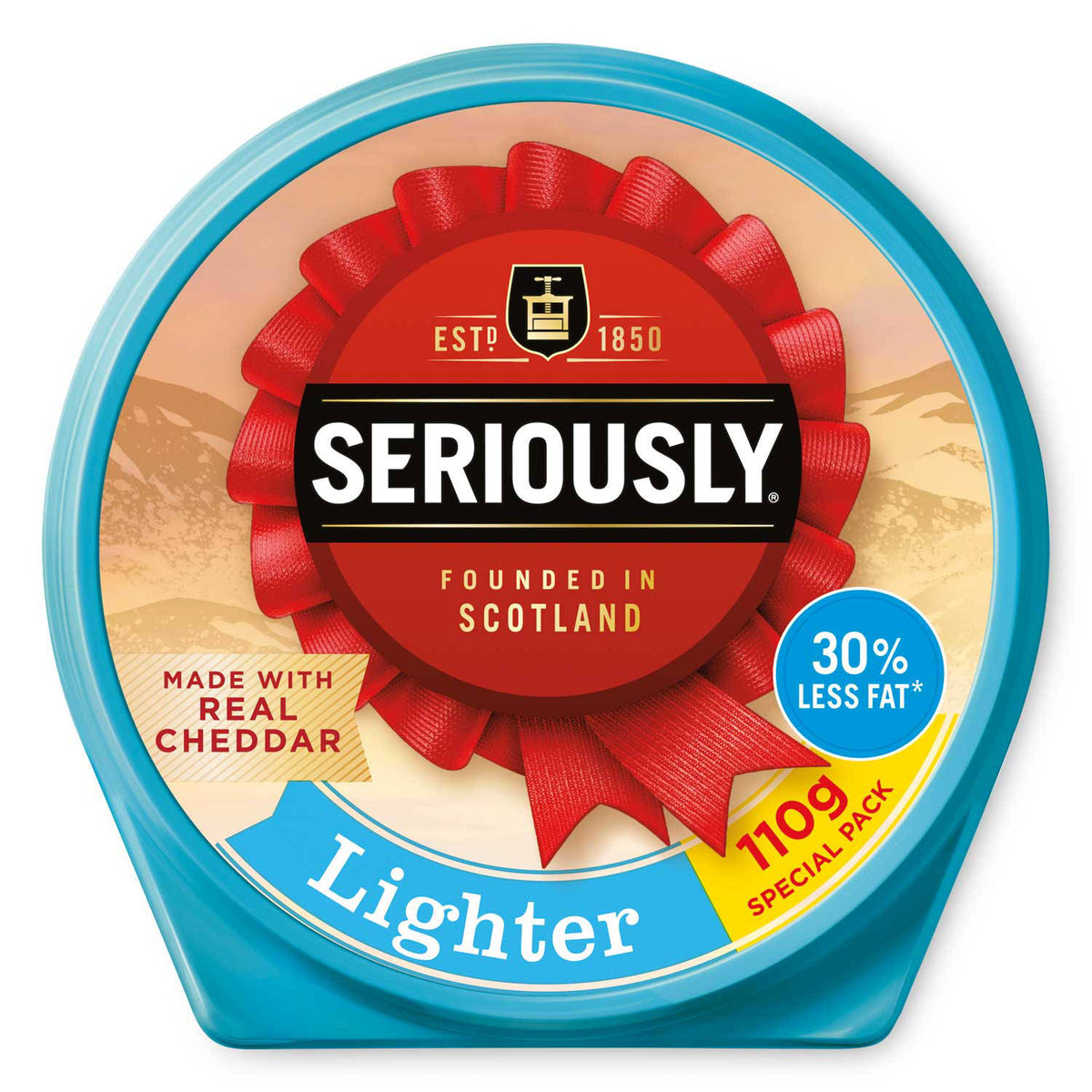 Lighter spreadable cheese, free from molluscs - British product