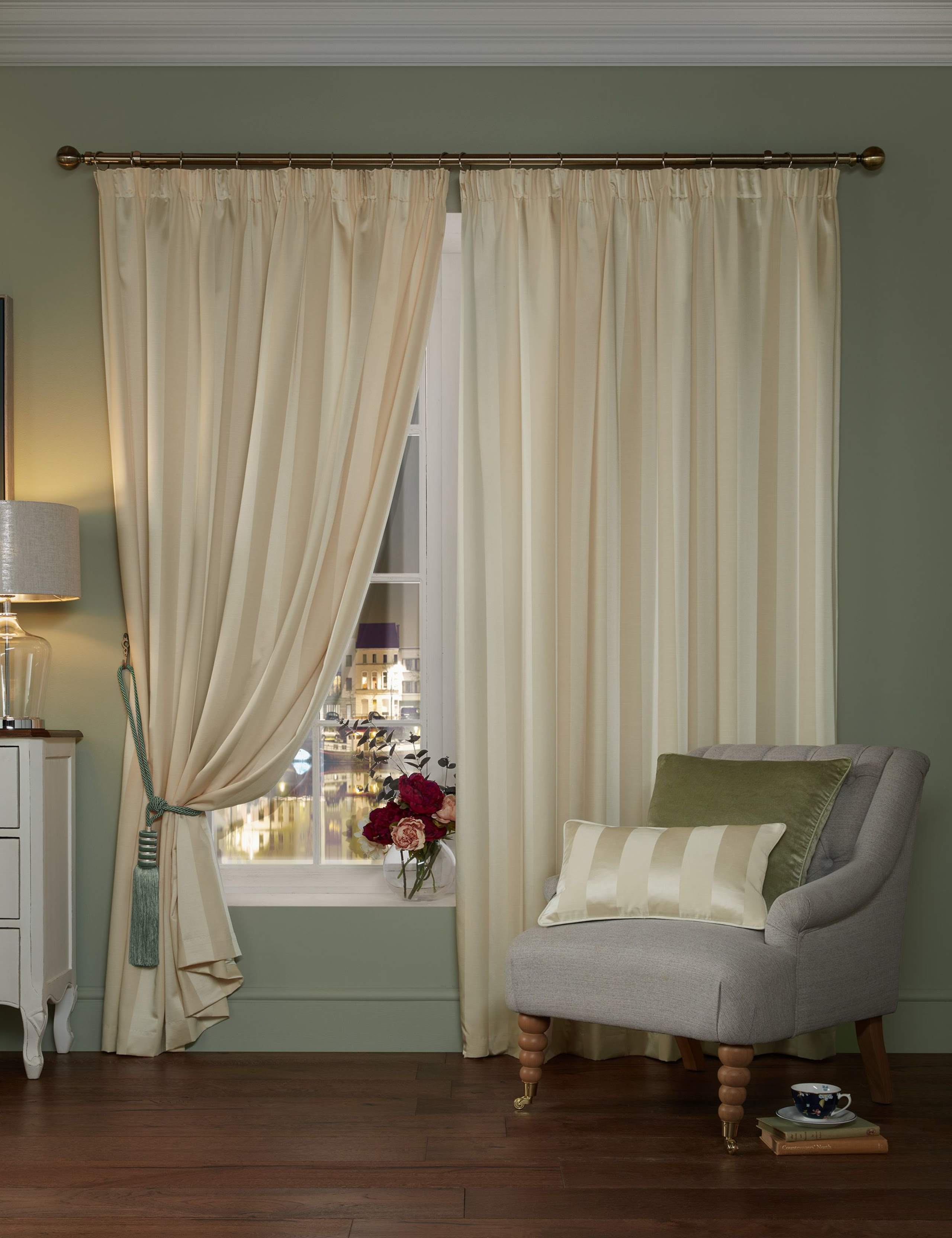 Laura Ashley Lille Stripe Pencil Pleat Curtains, UK version