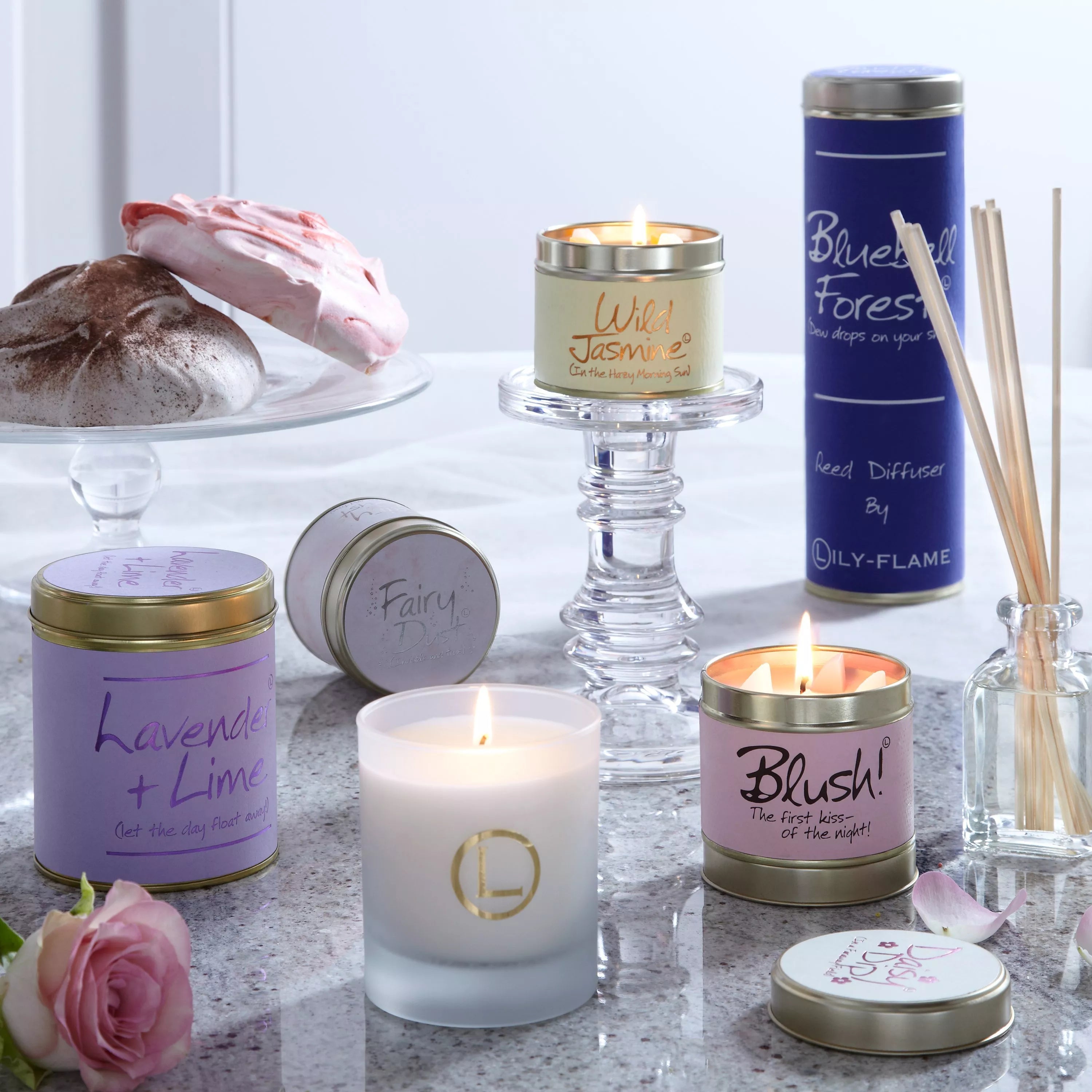 Lily-flame Bluebell scented tin candle 230g, imported from the UK