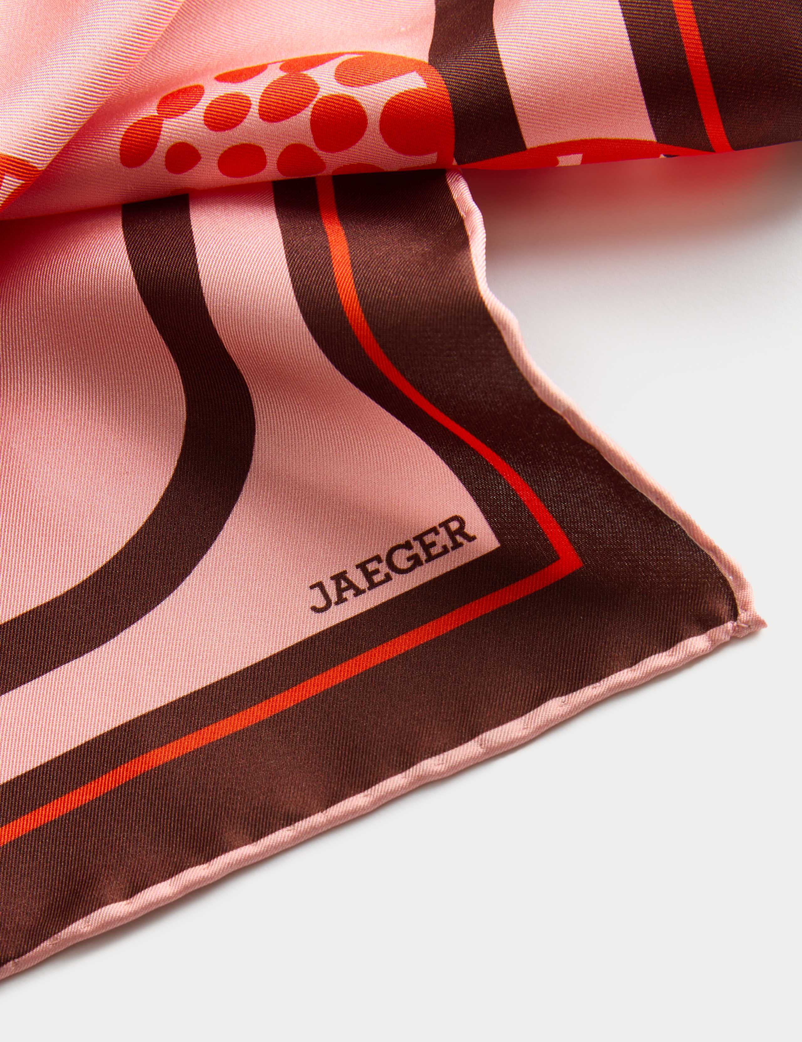 Jaeger linear wave print square silk scarf 64cm (British brand)
