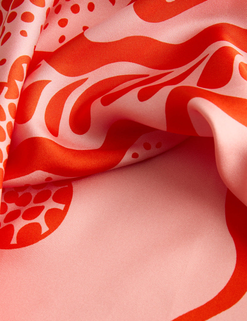 Jaeger linear wave print square silk scarf 64cm (British brand)