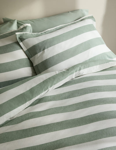 M&S Linen Blend Striped Single Bedding Set- Buy online at McGrocer