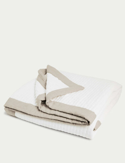 M&S Linen Border Quilted Bedspread- Buy online at McGrocer