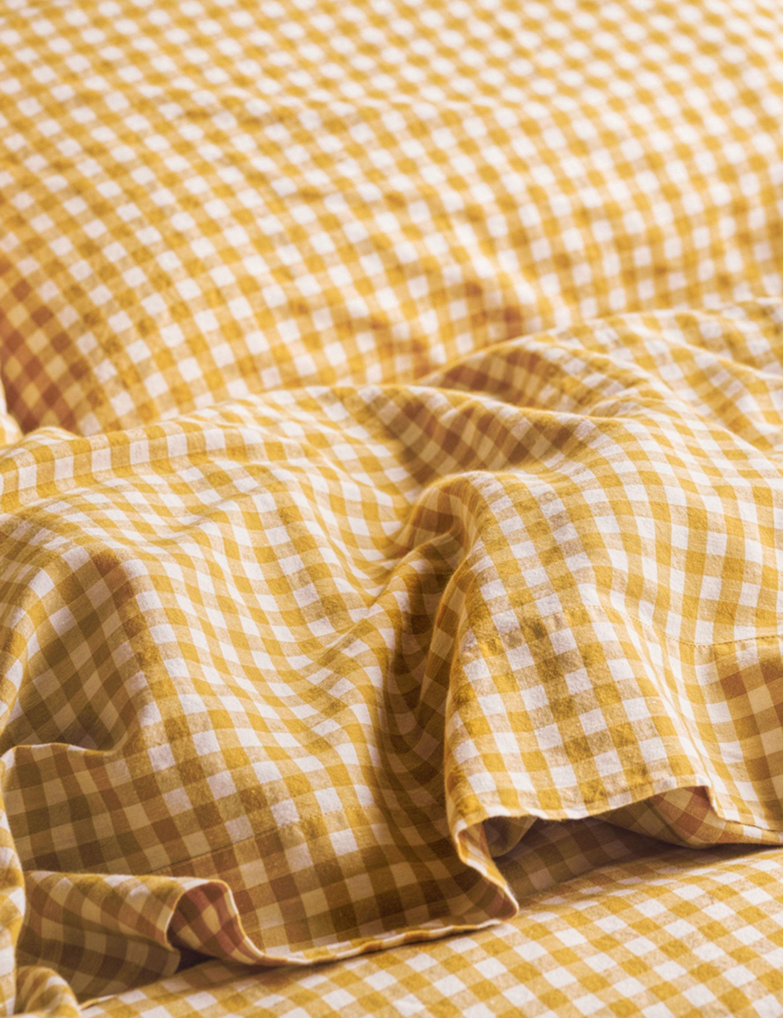 Piglet In Bed gingham linen blend flat sheet, UK version