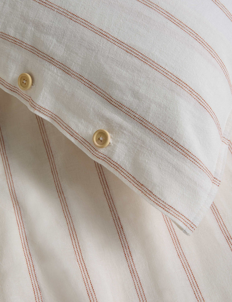 Linen rich striped jacquard bedding set, imported from the UK