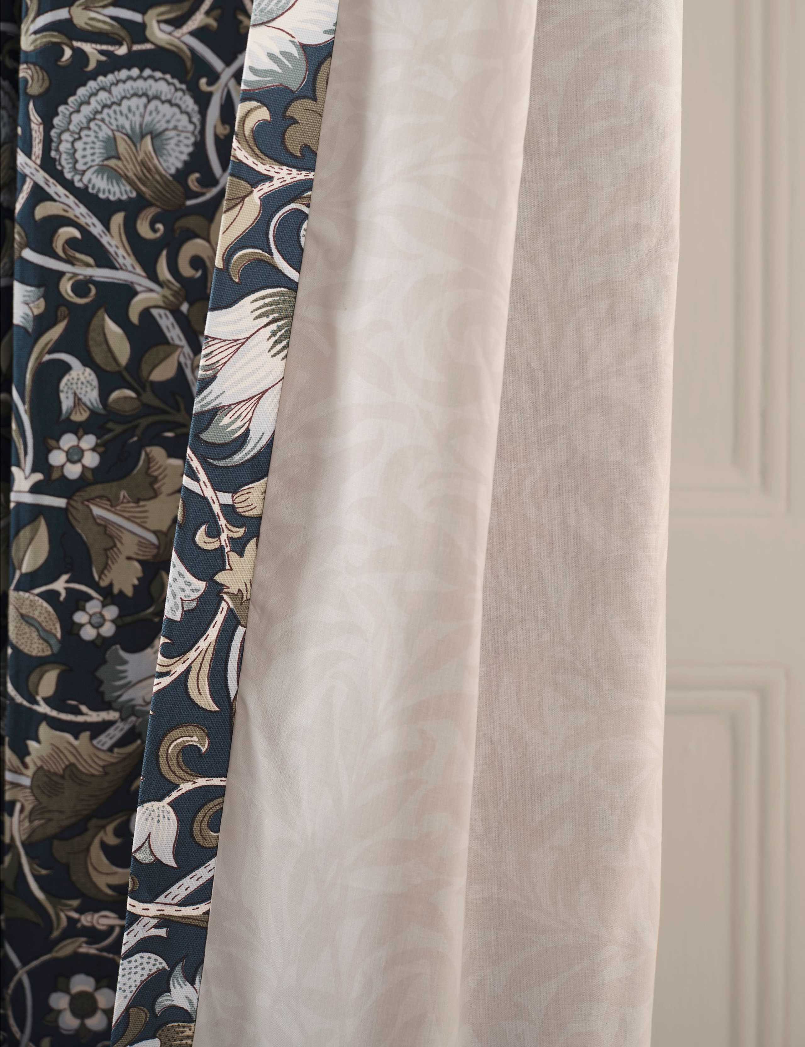 William Morris Lodden eyelet curtains, imported from the UK