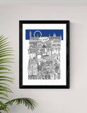 East End Prints London Blue framed art print, various sizes (British brand)
