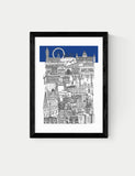 East End Prints London Blue framed art print, various sizes (British brand)