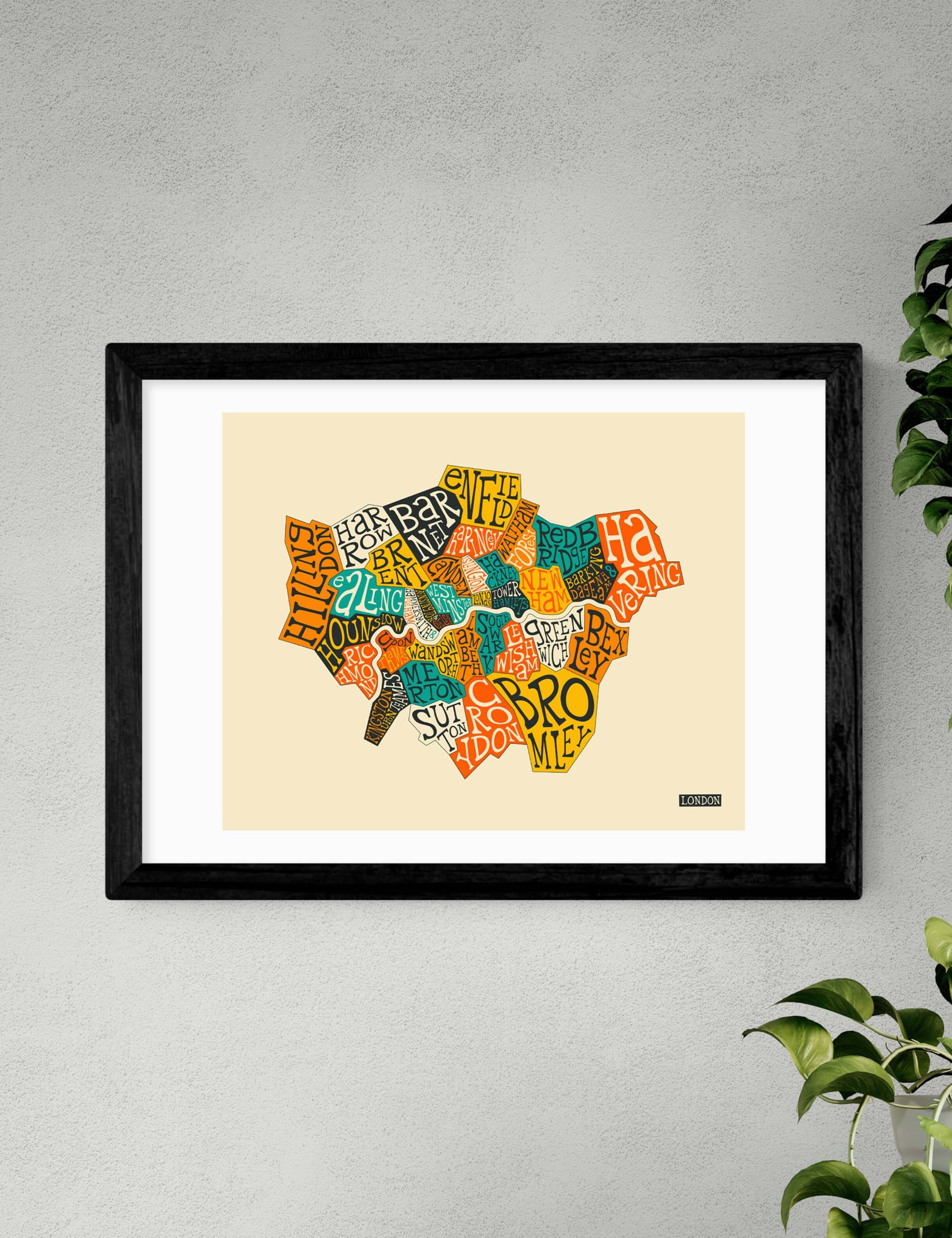 East End Prints London Boroughs framed art print, imported from the UK