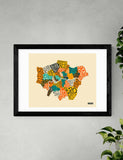 East End Prints London Boroughs framed art print, imported from the UK