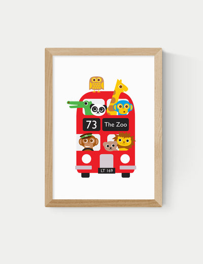 East End Prints London Bus Zoo gerahmte Kunst, Kinder-Wandkunst