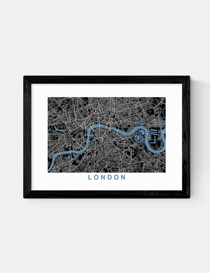 East End Prints London Map Negative framed print, imported from the UK