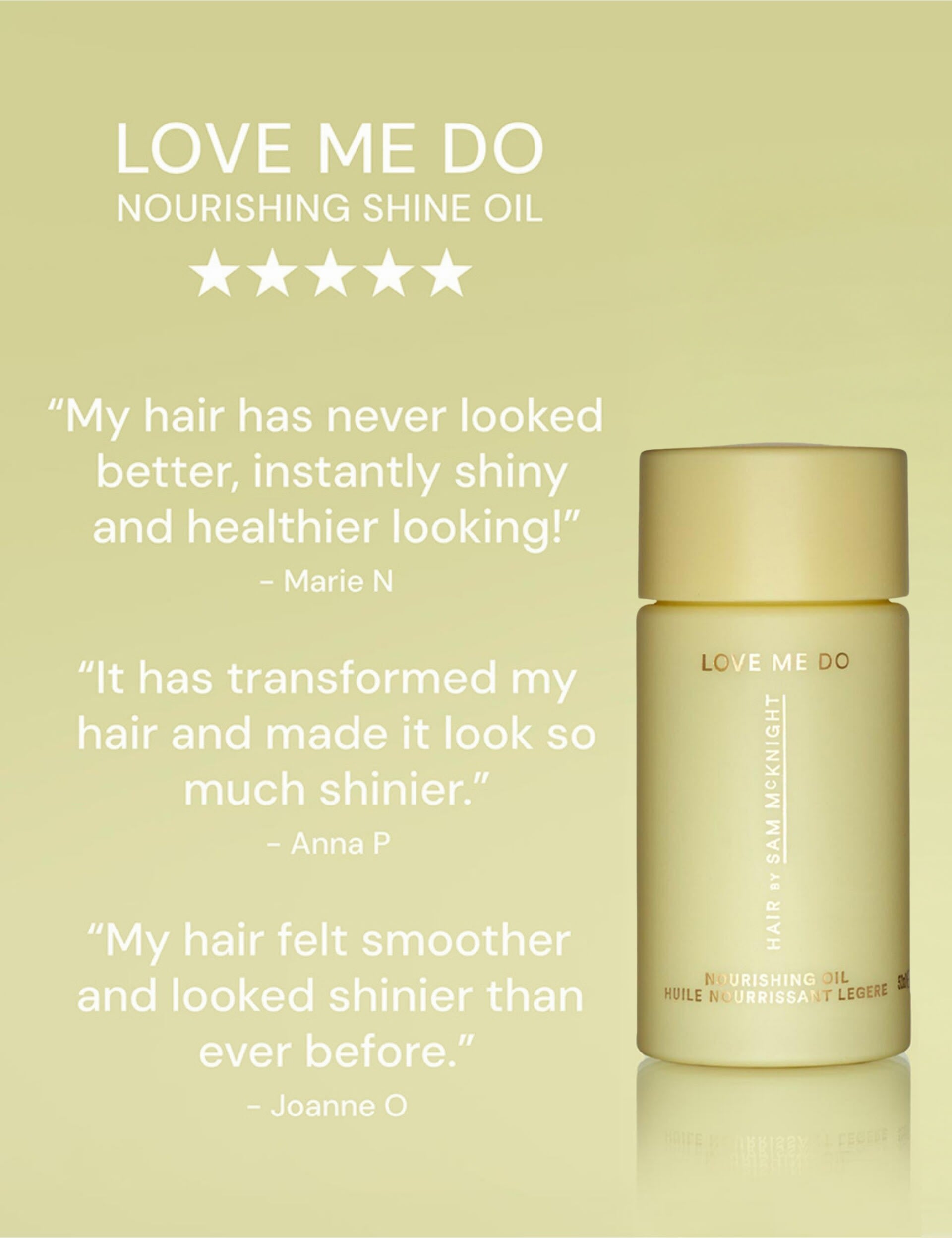 Love Me Do nourishing hair oil 50ml, UK version by Sam McKnight