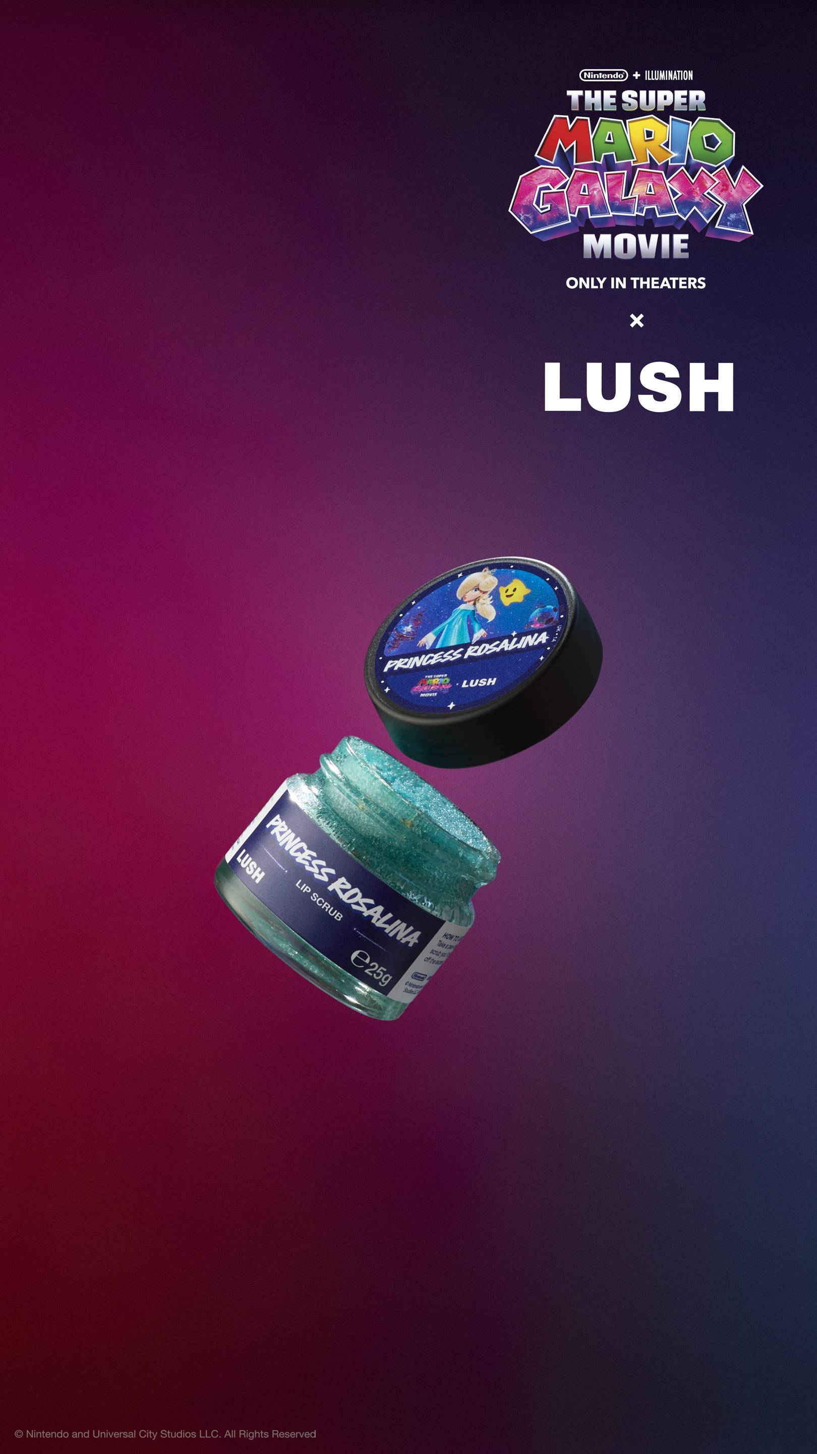Lush Princess Rosalina lip scrub with sugar and oils (British brand)