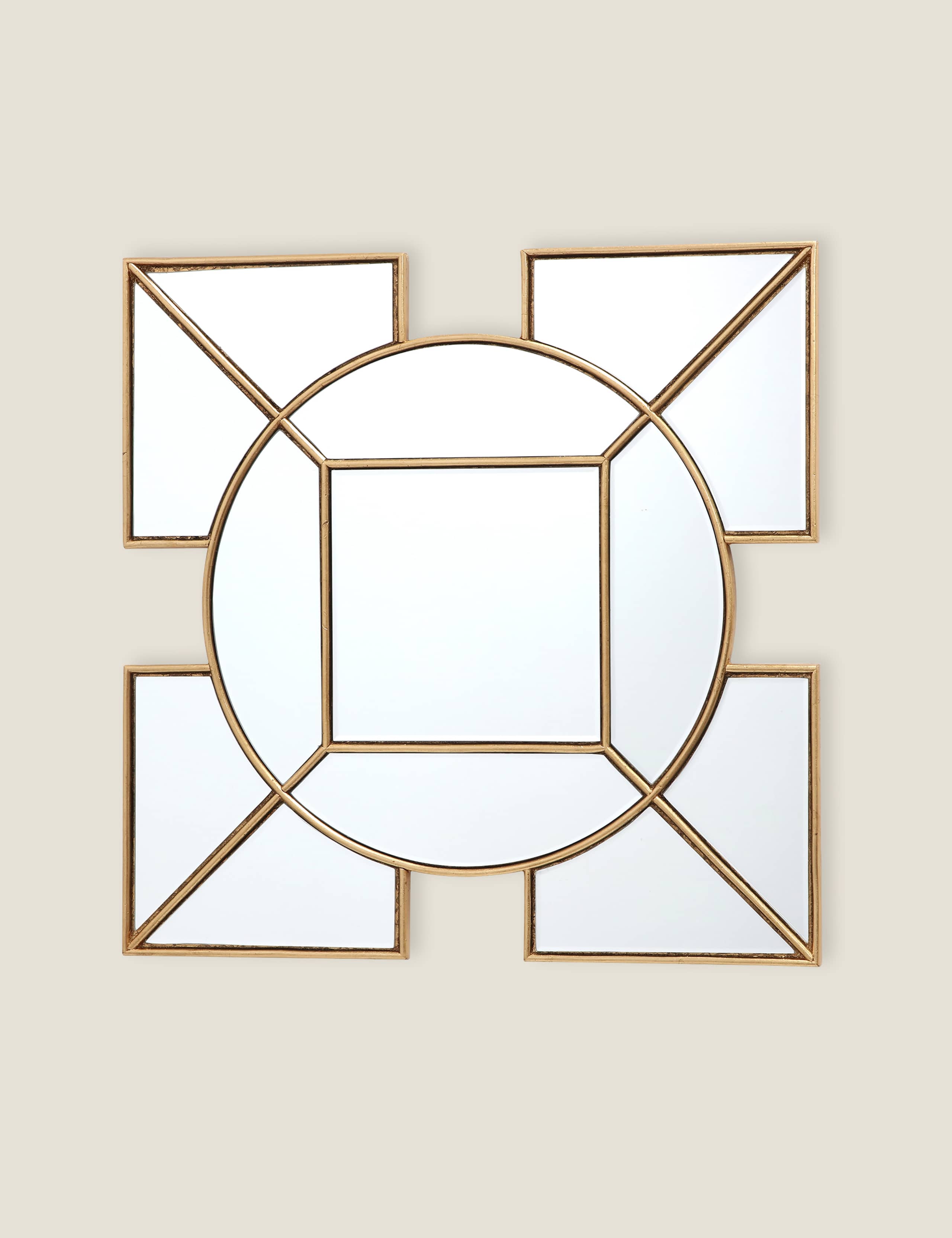 Lyshia Art Deco wall mirror with gold-tone finish, UK version