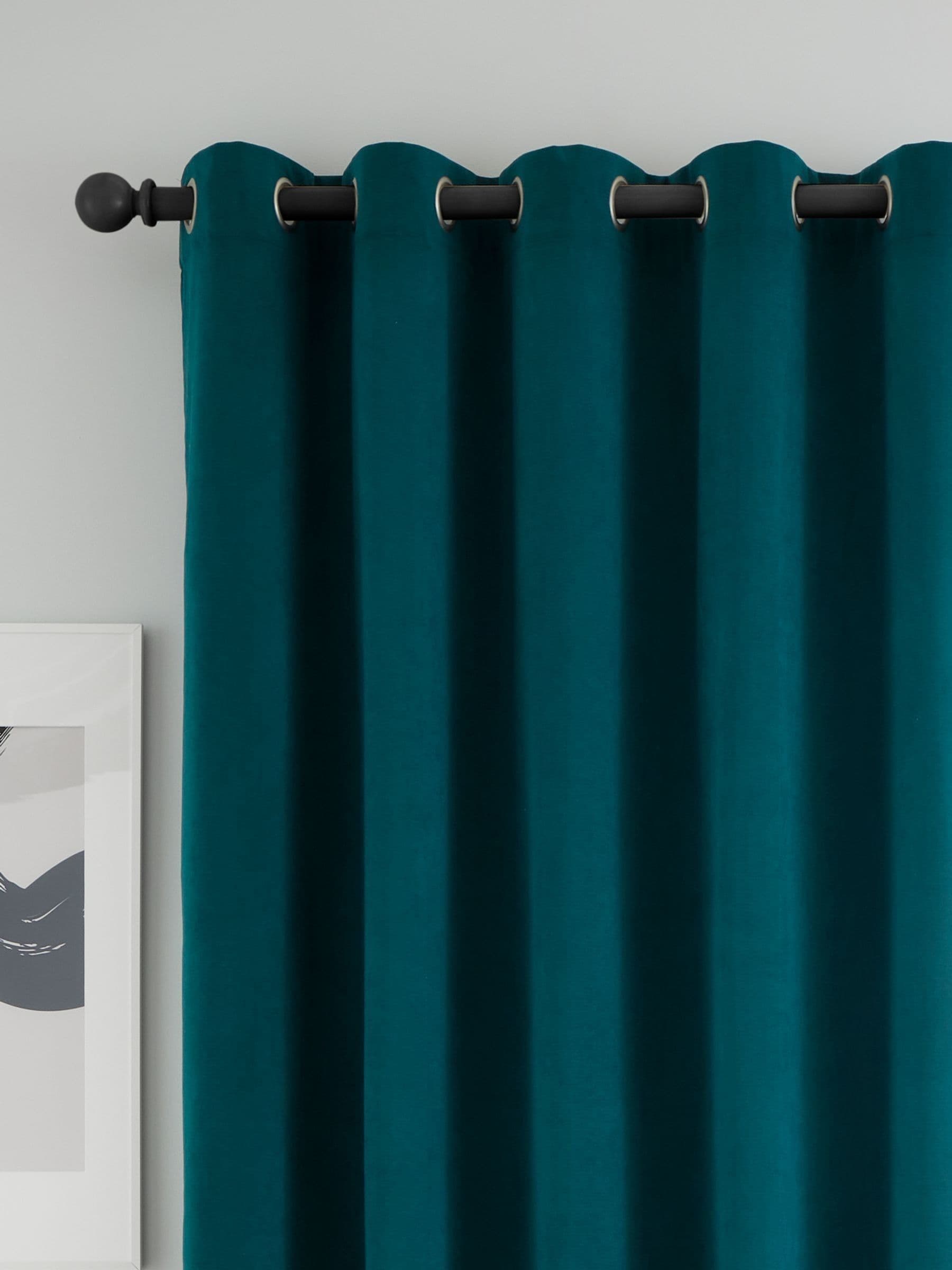 Catherine Lansfield Teal Blue Wilson Thermal Fleece Lined Door Curtain Panel