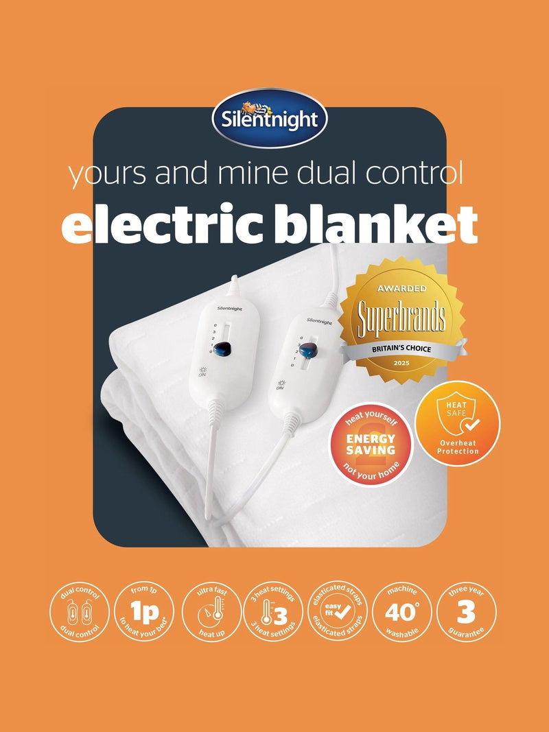 Silentnight Cream Dual Control Electric Blanket 135x120cm, UK version