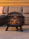 Charles Bentley black large round garden fire pit, UK version