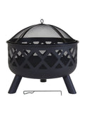Charles Bentley black large round garden fire pit, UK version