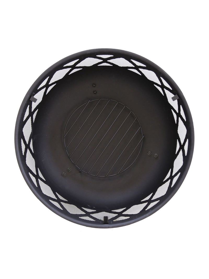 Charles Bentley black large round garden fire pit, UK version