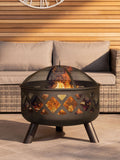 Charles Bentley black large round garden fire pit, UK version