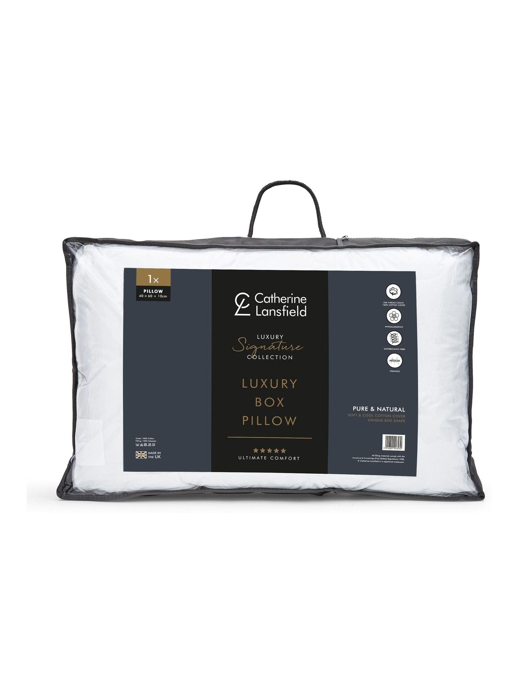 Catherine Lansfield 100% cotton luxury box pillow 48x74cm - British product