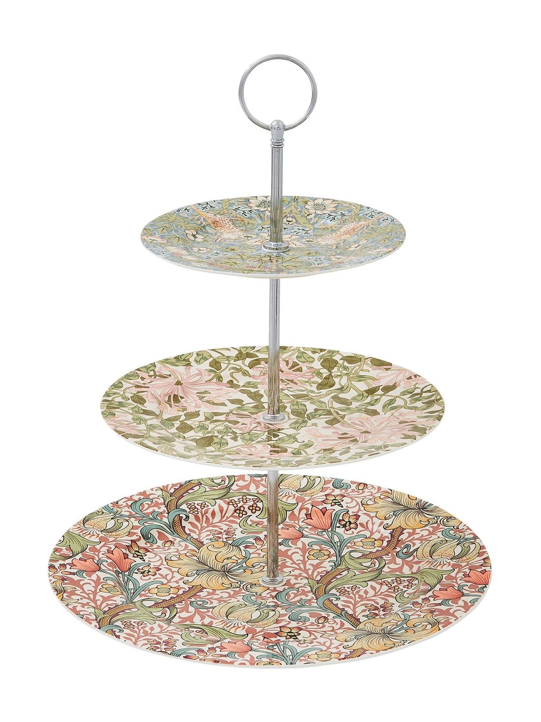 Morris & Co. Pink Strawberry Thief 3-tier cake stand, imported from the UK