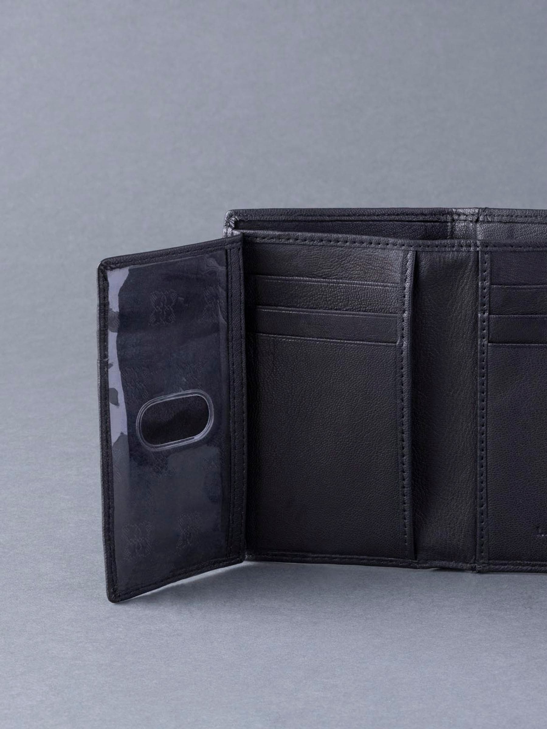 Lakeland Leather Black Bowston tri-fold wallet - British product