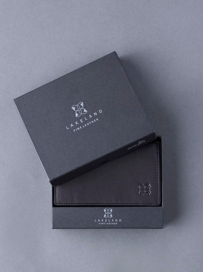 Lakeland Leather Black Bowston tri-fold wallet - British product