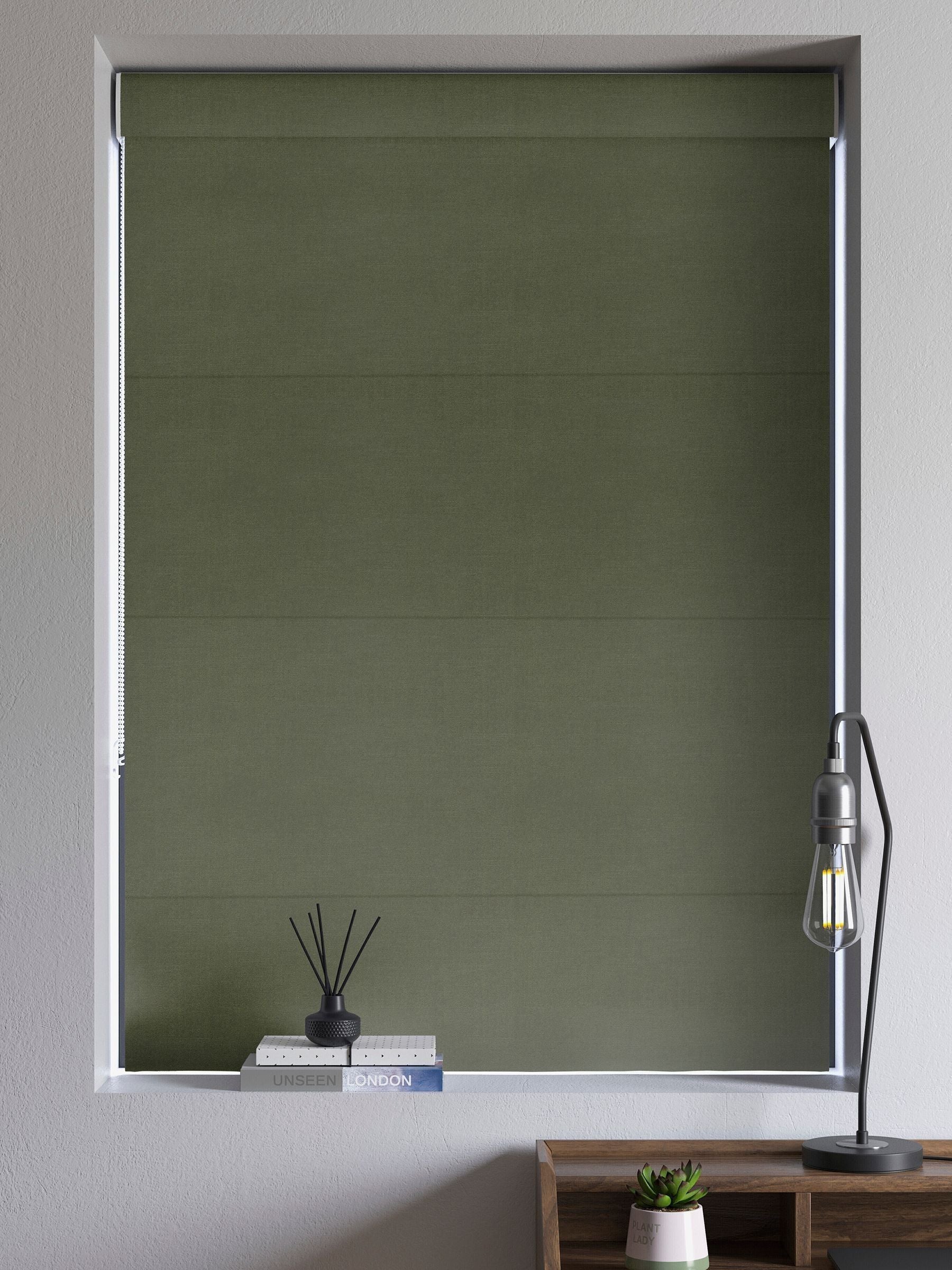 Voyage Maison Roman blind in Forest Green made to measure - British product