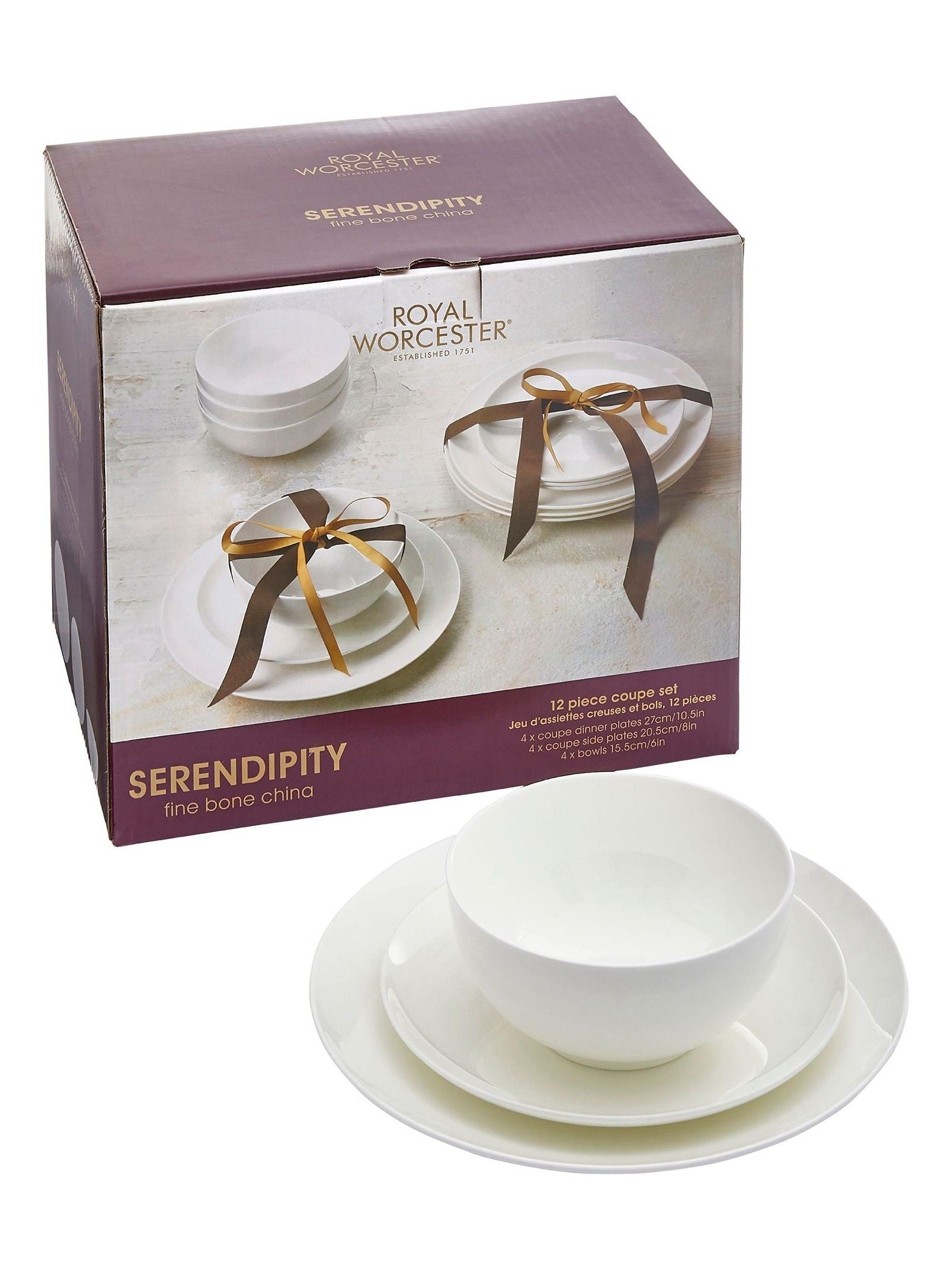 Royal Worcester White Serendipity 12 piece dinner set, imported from the UK