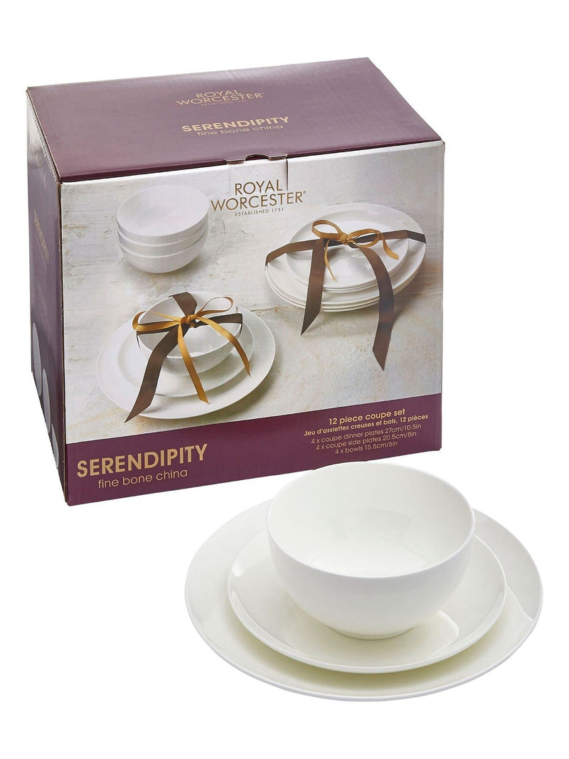 Royal Worcester White Serendipity 12 piece dinner set, imported from the UK