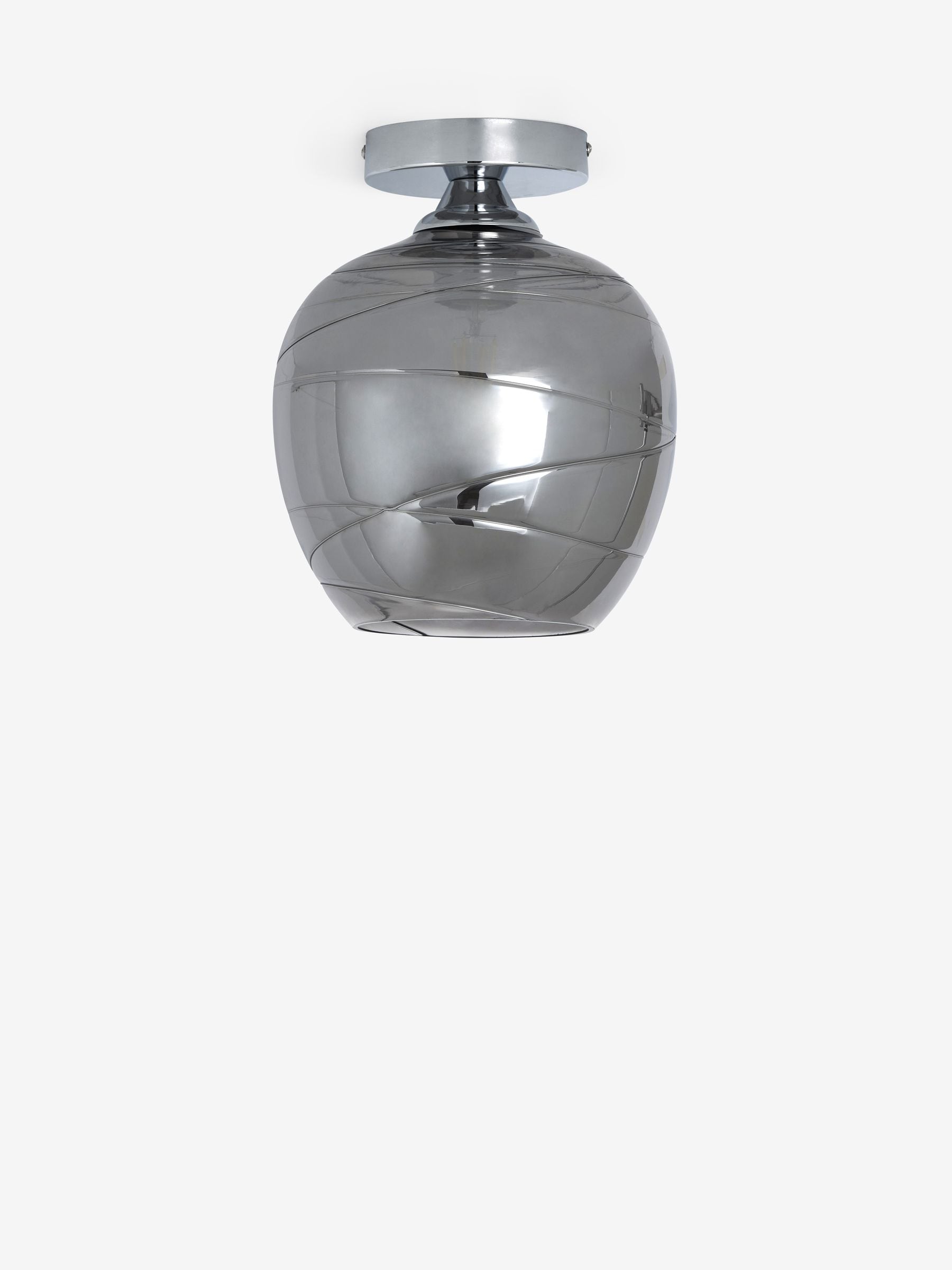 Smoke Grey Drizzle Flush Ceiling Light with hand drizzled glass, imported from the UK