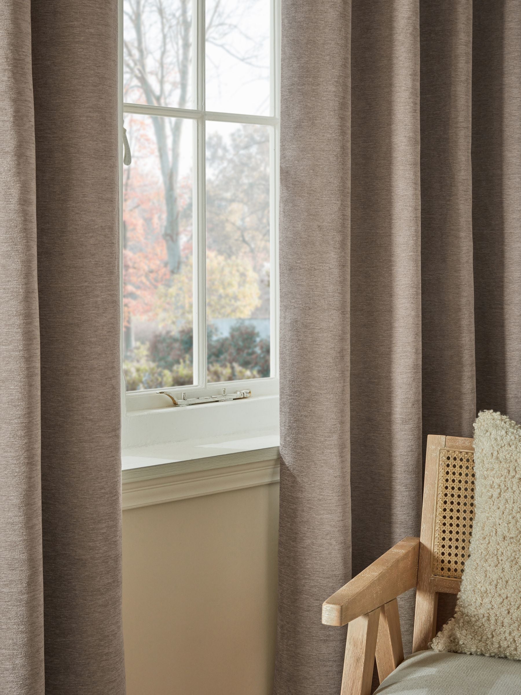 Natural soft touch chenille eyelet curtains - British product