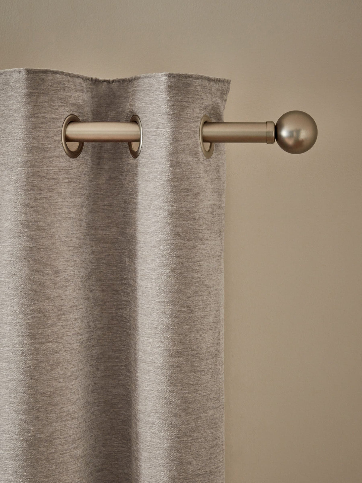 Natural soft touch chenille eyelet curtains - British product