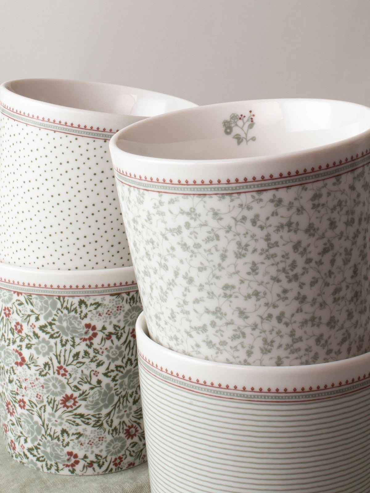 Laura Ashley Green Bone China Set of 4 Mug Sets