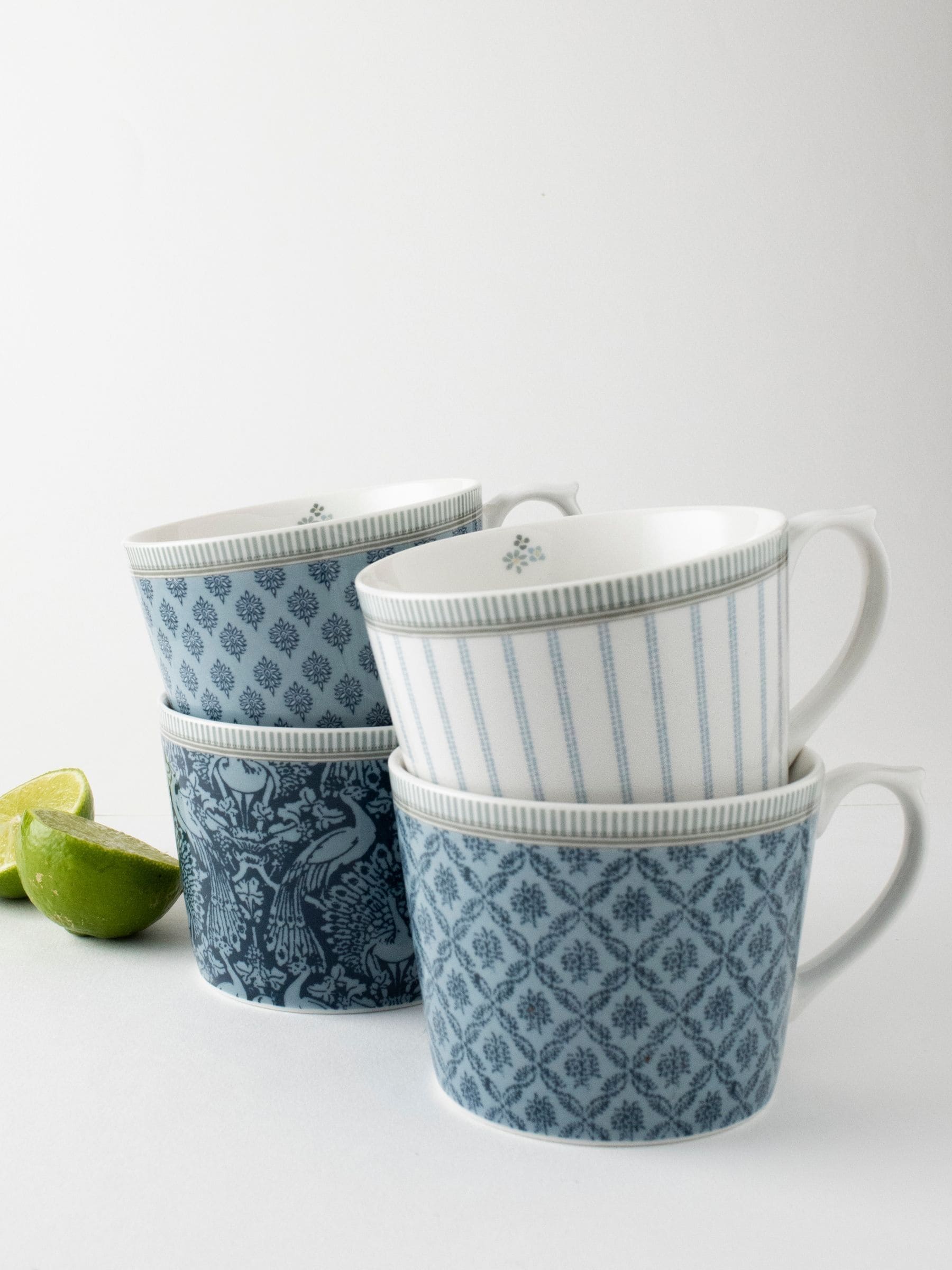 Laura Ashley Blue Bone China Set of 4 Mug Sets