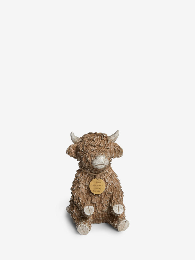 Brown Hamish the Highland Cow remote control holder 15cm high - British product