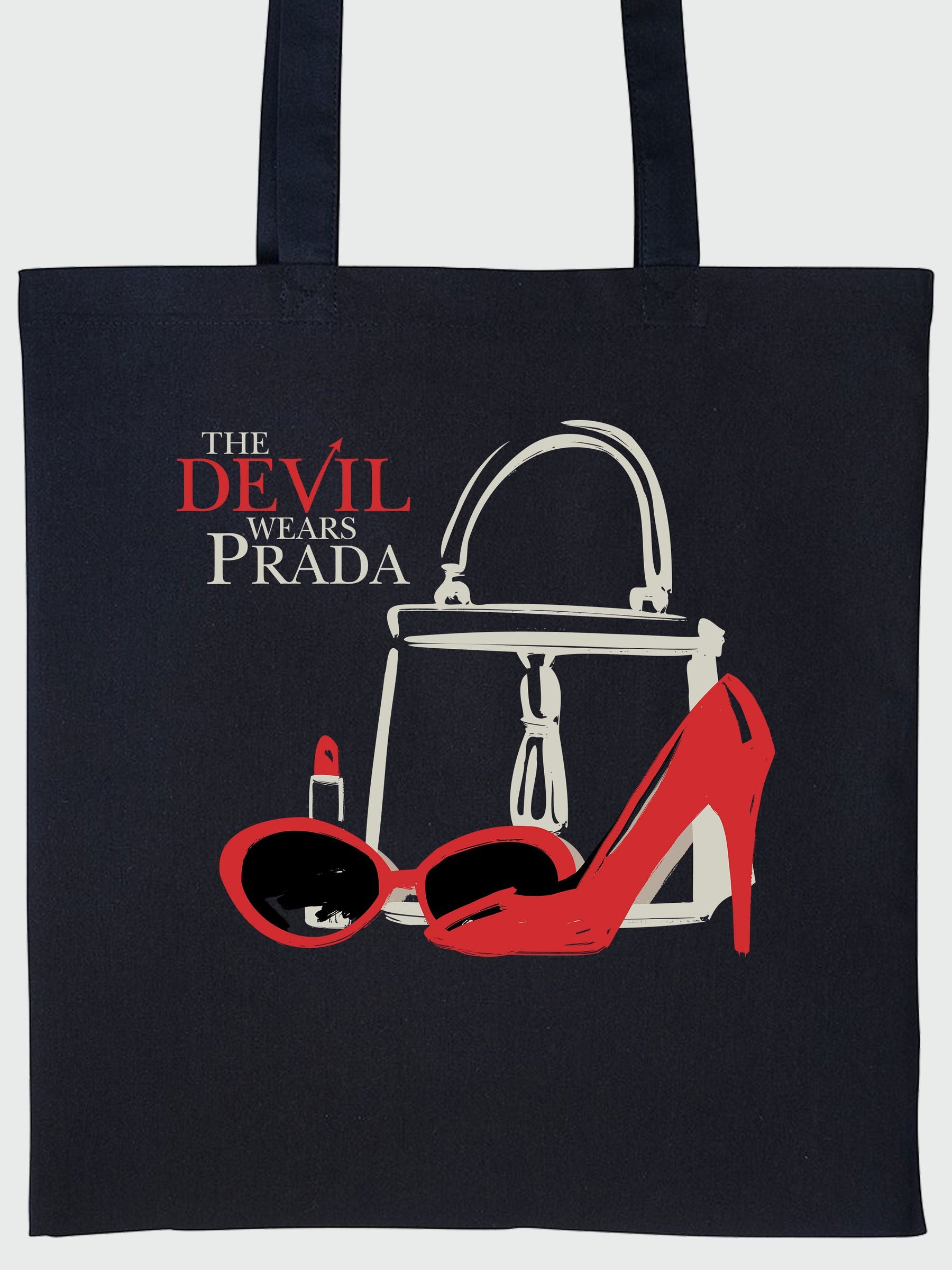 Brands In Black Disney Devil Wears Prada icons tote bag, imported from the UK